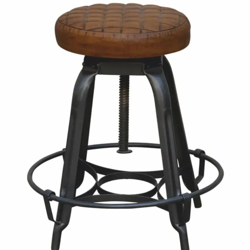 Casa Padrino Industrie Stil Hocker Schwarz / Braun H. 53 cm - Industrie Stil Möbel