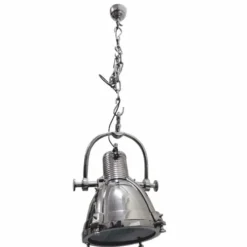 Casa Padrino Industrie Stil Metall Hängeleuchte / Studioleuchte Silber 57 x 34 x H. 40 cm