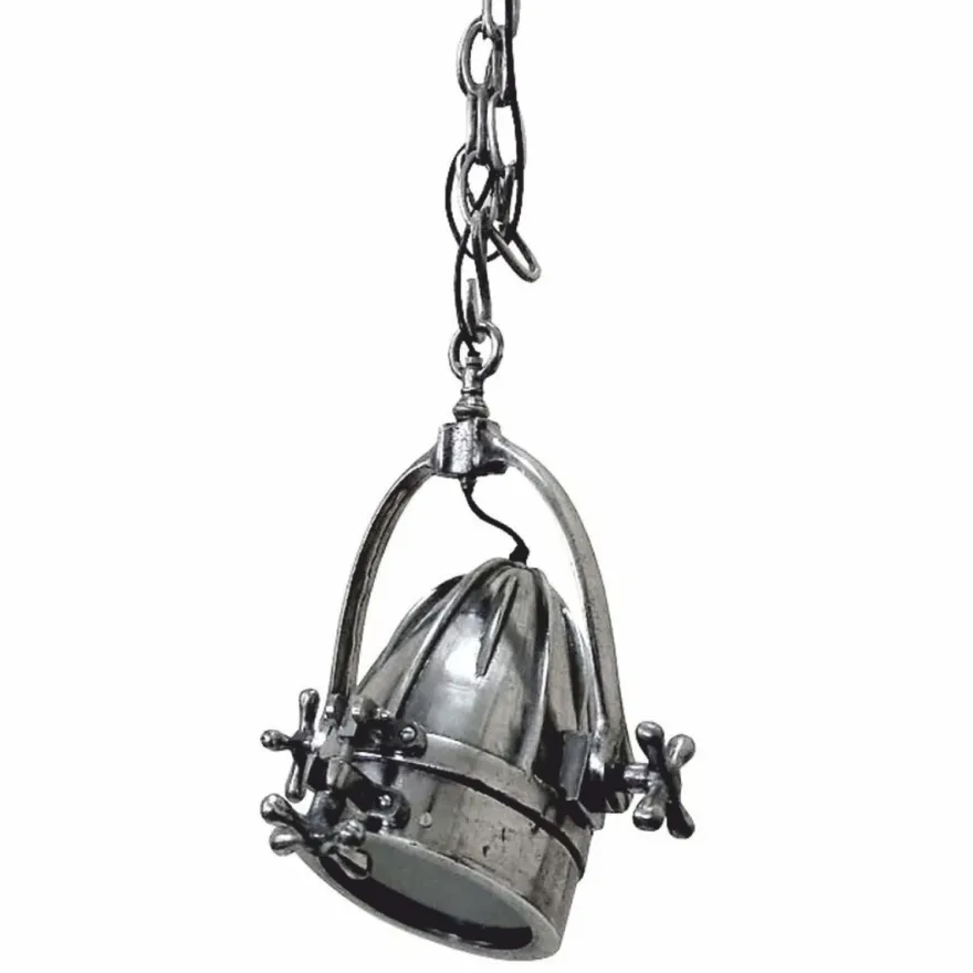 Casa Padrino Industrie Stil Metall Hängeleuchte / Studioleuchte Silber 30 x 26 x H. 39 cm