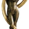 Casa Padrino Jugendstil Außenstehleuchte Skulptur Tänzerin Antik Gold / Weiß H. 172 cm - Wetterbeständige Garten & Terrassen Leuchte - Barock & Jugendstil Deko Accessoires