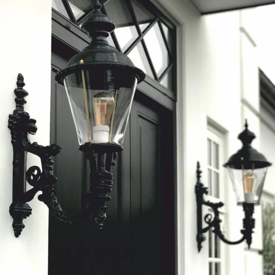Casa Padrino Jugendstil Außenwandleuchte Schwarz H. 74 cm - Nostalgische Außenbeleuchtung