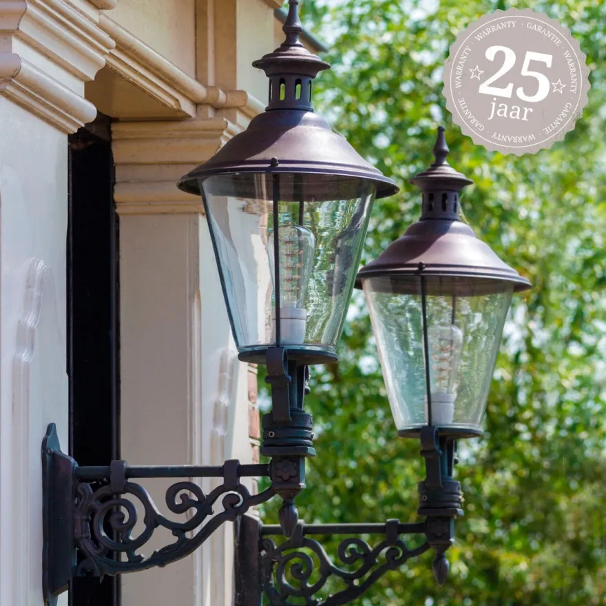 Casa Padrino Jugendstil Außenwandleuchte 29 x 46 x H. 86 cm - Bronze - Nostalgische Wetterfeste Außenleuchte