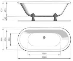 Casa Padrino Jugendstil Badewanne Weiß / Silber 170 cm - Freistehende Retro Stil Badewanne