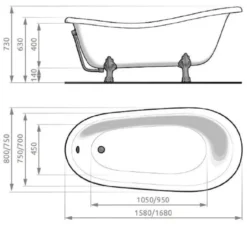 Casa Padrino Jugendstil Badewanne Rosa / Weiß / Silber 168 cm - Freistehende Retro Stil Badewanne