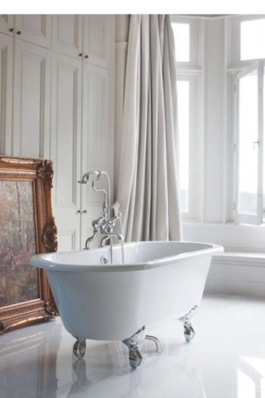 Casa Padrino Jugendstil Badewanne freistehend 1500mm BWin Weiß - Freistehende Retro Antik Badewanne