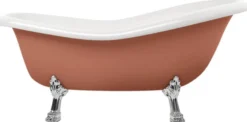 Casa Padrino Jugendstil Badewanne Braun / Weiß / Silber 168 cm - Freistehende Retro Stil Badewanne