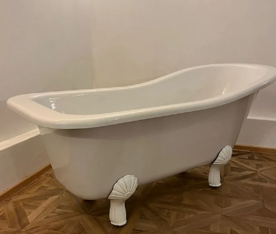 Casa Padrino Jugendstil Badewanne Weiß / Weiß 170 cm - Freistehende Retro Stil Badewanne