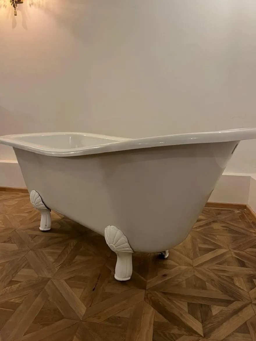 Casa Padrino Jugendstil Badewanne Weiß / Weiß 170 cm - Freistehende Retro Stil Badewanne