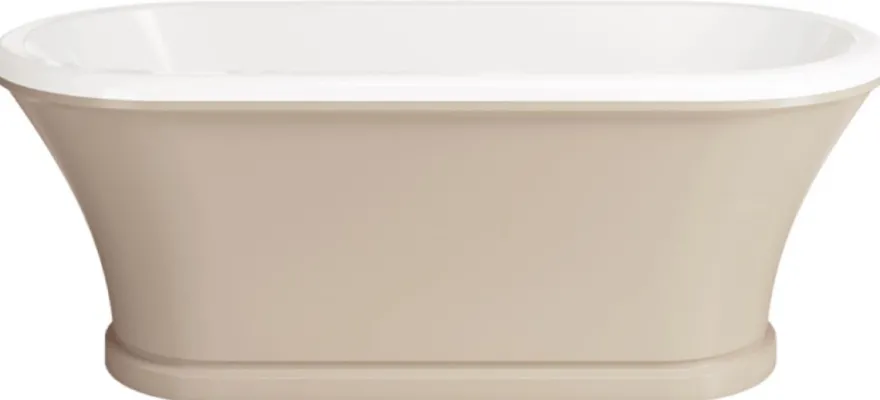 Casa Padrino Jugendstil Badewanne Beige / Weiß 170 cm - Freistehende Retro Stil Badewanne
