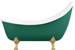 Casa Padrino Jugendstil Badewanne Grün / Weiß / Gold 180 cm - Freistehende Retro Stil Badewanne