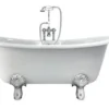 Casa Padrino Jugendstil Badewanne Naturstein freistehend 1700mm BCha Weiß - Freistehende Retro Antik Badewanne