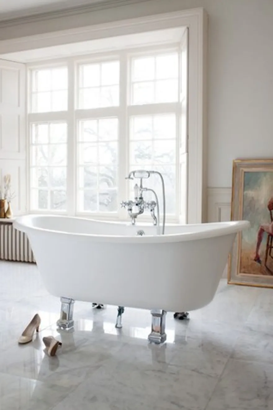 Casa Padrino Jugendstil Badewanne Naturstein freistehend 1700mm BCha Weiß - Freistehende Retro Antik Badewanne