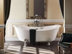 Casa Padrino Jugendstil Badewanne freistehend 1640mm BBat Weiß - Freistehende Retro Antik Badewanne