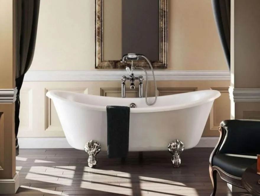Casa Padrino Jugendstil Badewanne freistehend 1640mm BBat Weiß - Freistehende Retro Antik Badewanne