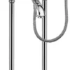 Casa Padrino Jugendstil Badewannen Armatur Silber / Weiß H. 105,5 cm - Nostalgische Badezimmer Badewannen Armatur mit Brause und Standfüßen