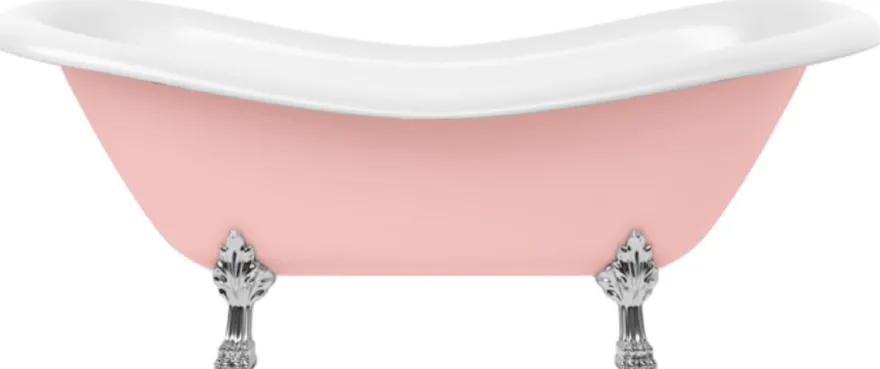 Casa Padrino Jugendstil Badewanne Rosa / Weiß / Silber 188 cm - Freistehende Retro Stil Badewanne