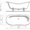 Casa Padrino Jugendstil Badewanne Grau / Weiß / Silber 188 cm - Freistehende Retro Stil Badewanne