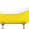 Casa Padrino Jugendstil Badewanne Gelb / Weiß / Gold 180 cm - Freistehende Retro Stil Badewanne