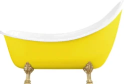 Casa Padrino Jugendstil Badewanne Gelb / Weiß / Gold 180 cm - Freistehende Retro Stil Badewanne