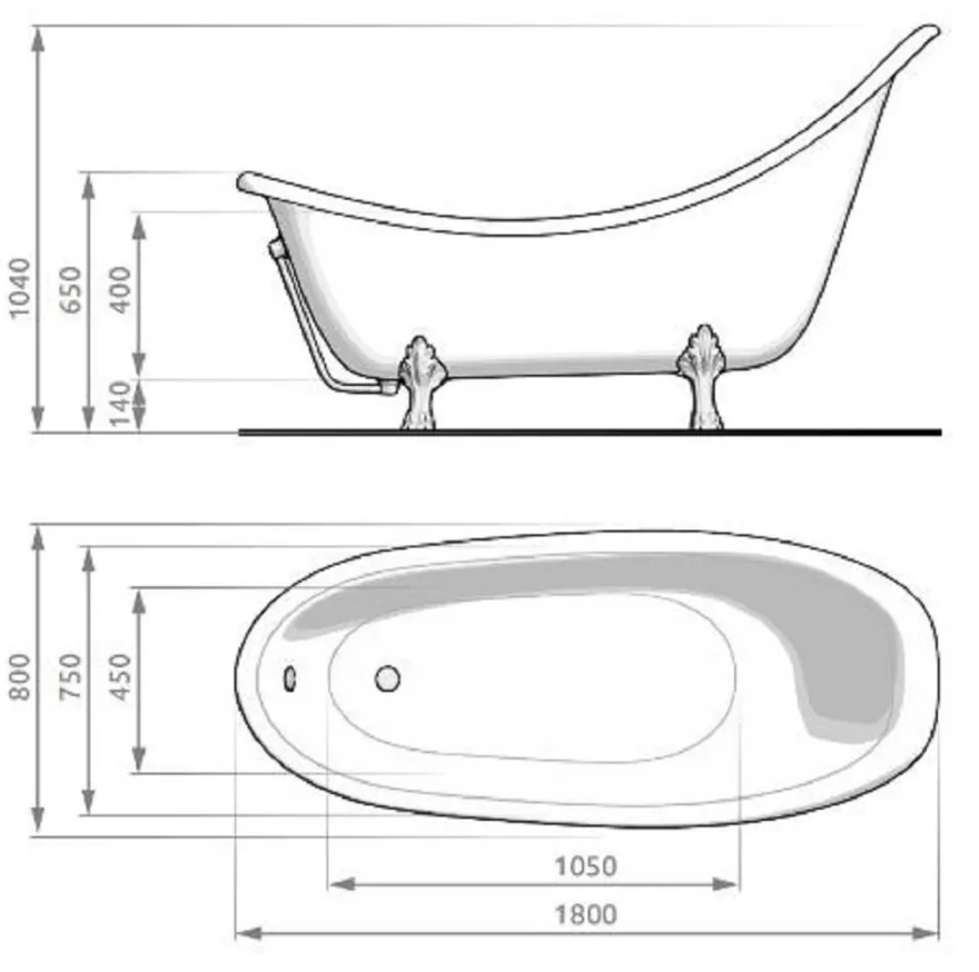 Casa Padrino Jugendstil Badewanne Gelb / Weiß / Gold 180 cm - Freistehende Retro Stil Badewanne