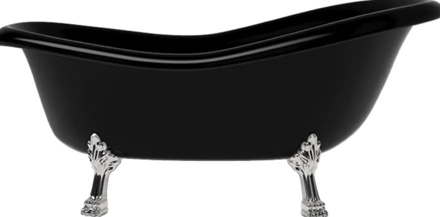 Casa Padrino Jugendstil Badewanne Schwarz / Silber 168 cm - Freistehende Retro Stil Badewanne