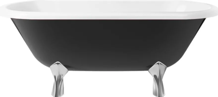 Casa Padrino Jugendstil Badewanne Schwarz / Weiß / Silber 170 cm - Freistehende Retro Stil Badewanne