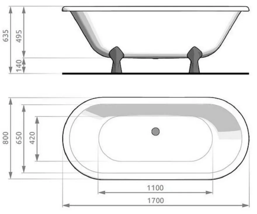 Casa Padrino Jugendstil Badewanne Schwarz / Weiß / Silber 170 cm - Freistehende Retro Stil Badewanne