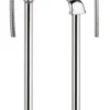Casa Padrino Jugendstil Badewannen Armatur Silber H. 105,5 cm - Nostalgische Badezimmer Badewannen Armatur mit Brause und Standfüßen