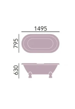 Casa Padrino Jugendstil Badewanne freistehend in Weiß, 1495 mm - Luxuriöse Retro Wanne im Barock Stil