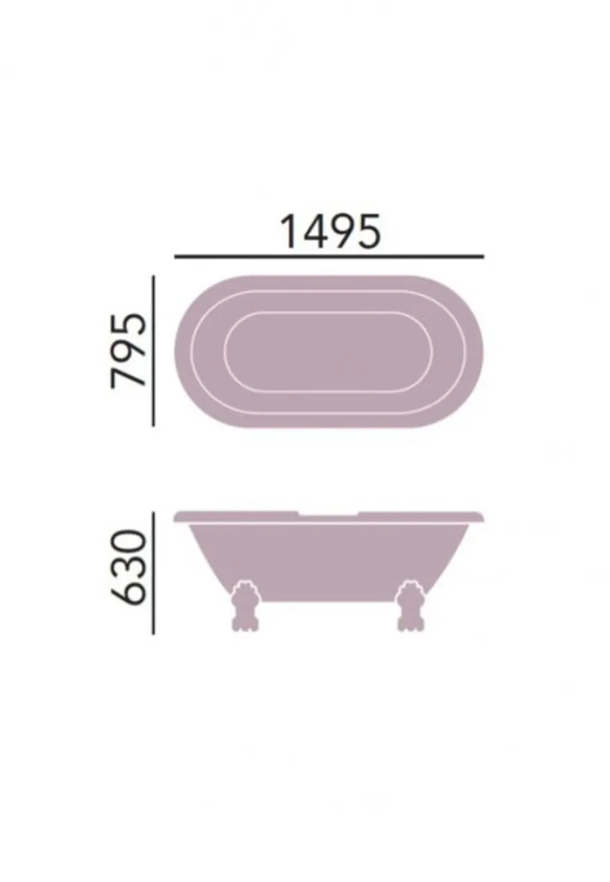 Casa Padrino Jugendstil Badewanne freistehend in Weiß, 1495 mm - Luxuriöse Retro Wanne im Barock Stil