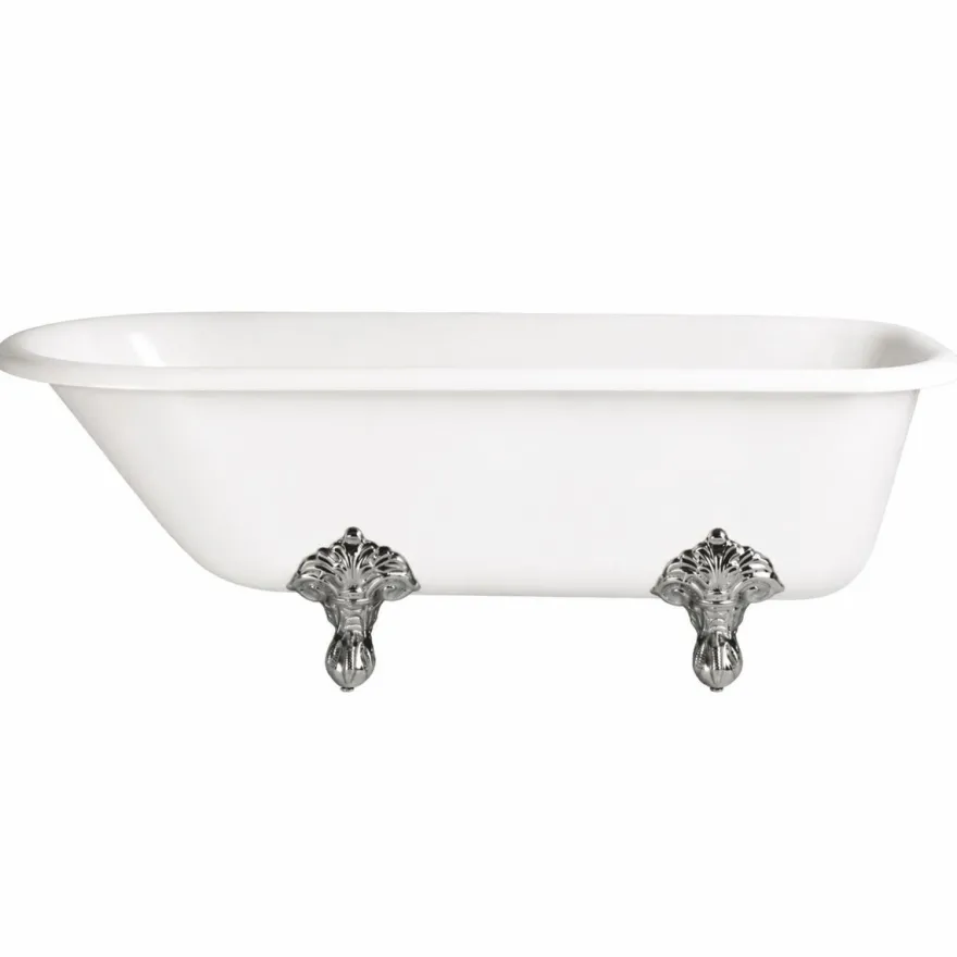Casa Padrino Jugendstil Badewanne Weiß / Silber 170 cm - Freistehende Gusseisen Badewanne