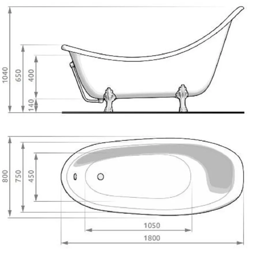 Casa Padrino Jugendstil Badewanne Lila / Weiß / Gold 180 cm - Freistehende Retro Stil Badewanne