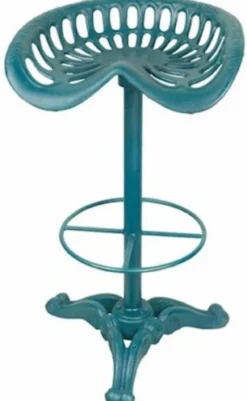Casa Padrino Jugendstil Barhocker Hellblau H. 78,5 cm - Gusseisen Barhocker im rustikalen Industriedesign - Garten & Terrassen Möbel