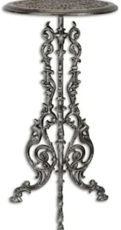 Casa Padrino Jugendstil Beistelltisch Antik Silber H. 69 cm - Runder Gusseisen Blumentisch - Garten & Terrassen Möbel
