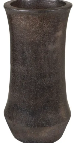 Casa Padrino Jugendstil Blumentopf Schwarz / Bronze Ø 43 x H. 87 cm - Handgefertigter runder Terracotta Pflanzentopf - Garten & Terrassen Deko Accessoires