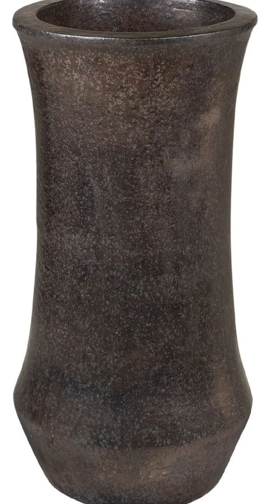 Casa Padrino Jugendstil Blumentopf Schwarz / Bronze Ø 43 x H. 87 cm - Handgefertigter runder Terracotta Pflanzentopf - Garten & Terrassen Deko Accessoires