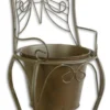 Casa Padrino Jugendstil Blumentopf Braun 24,1 x 25,5 x H. 59 cm - Metall Planzentopf im Gartenstuhl Design - Garten & Terrassen Deko