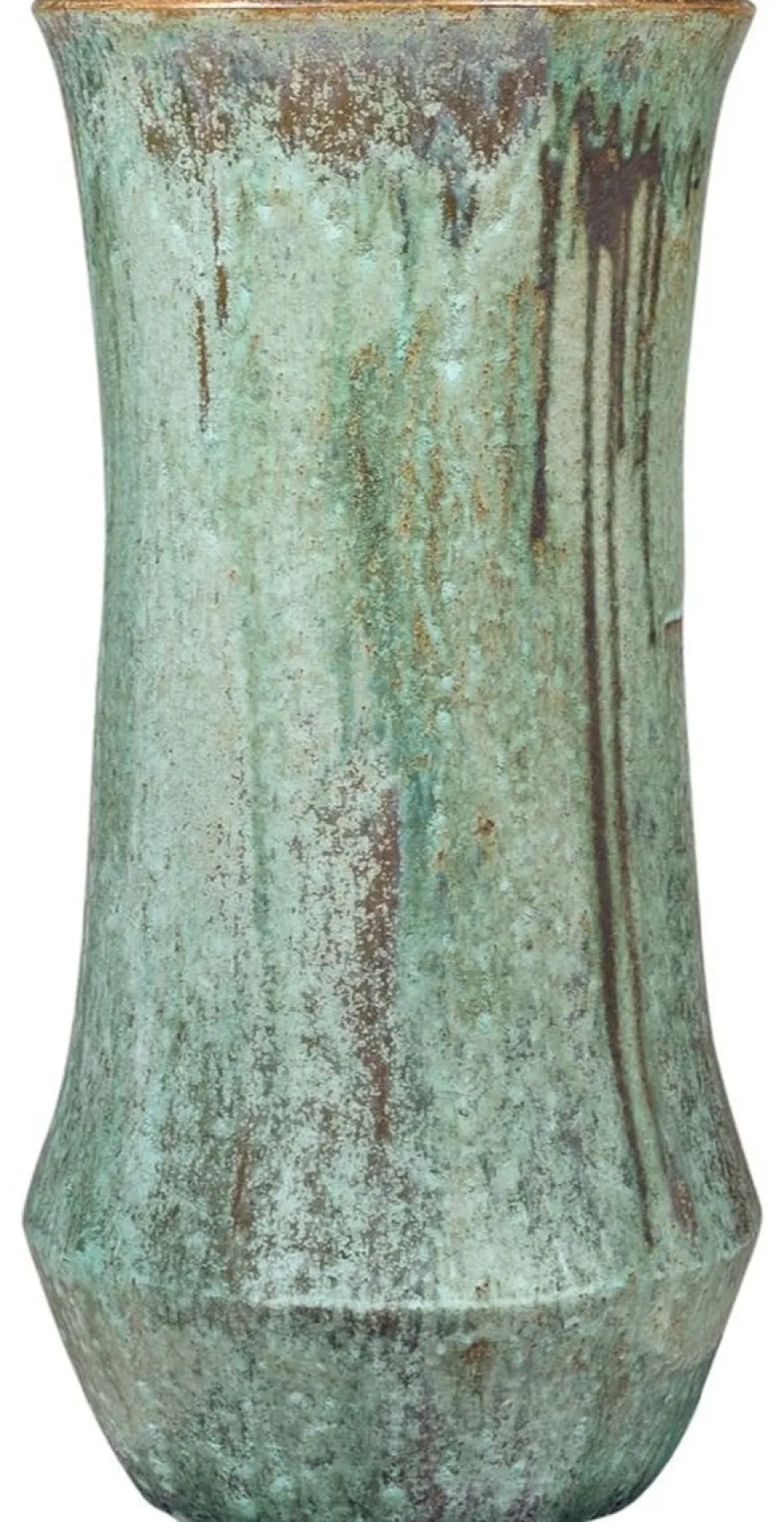 Casa Padrino Jugendstil Blumentopf Opal Grün Ø 43 x H. 87 cm - Handgefertigter runder Terracotta Pflanzentopf - Garten & Terrassen Deko Accessoires