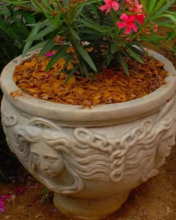 Casa Padrino Jugendstil Blumentopf Grau Ø 56 x H. 47 cm - Runder Pflanzentopf - Barock & Jugendstil Garten & Terrassen Deko