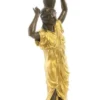 Casa Padrino Jugendstil Blumentopfständer Bronze / Gold 33 x 33 x H. 77,2 cm - Luxus Bronzefigur
