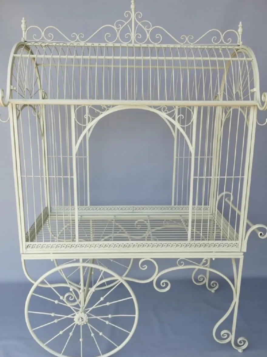 Casa Padrino Jugendstil Blumenwagen Weiß 140 x 95 x H. 210 cm - Nostalgischer Pflanzenwagen - Rustikale Garten & Terrassen Deko Accessoires