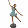 Casa Padrino Jugendstil Bronze Deko Skulptur Ballerina H. 130 cm - Große Bronze Figur