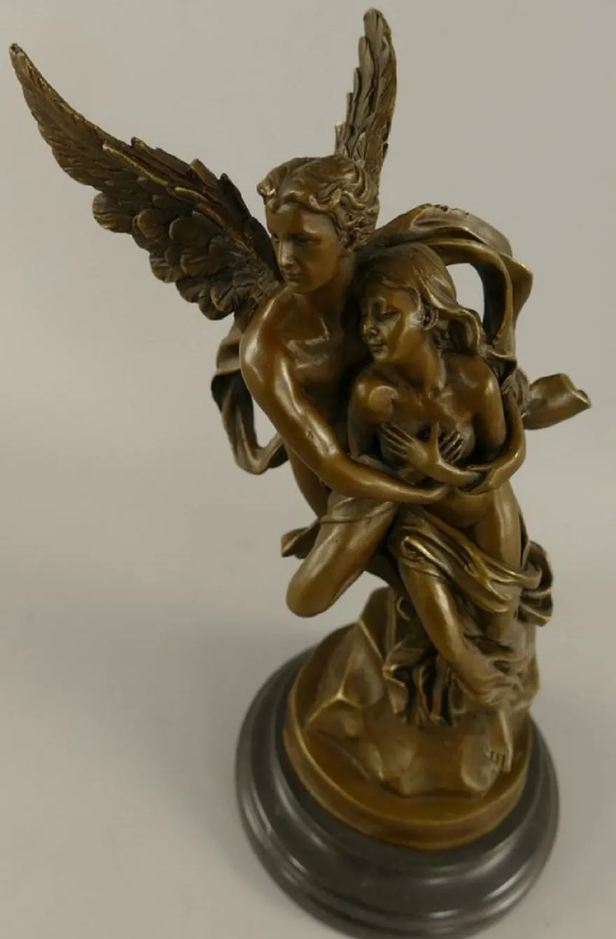 Casa Padrino Jugendstil Bronze Deko Figur Armor & Psyche Bronze / Schwarz H. 31 cm