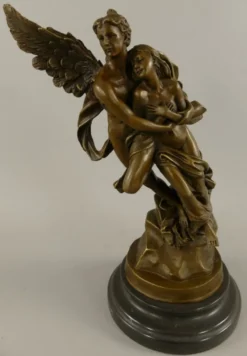 Casa Padrino Jugendstil Bronze Deko Figur Armor & Psyche Bronze / Schwarz H. 31 cm