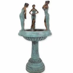 Casa Padrino Jugendstil Bronze Springbrunnen 3 Frauen H. 135 cm - Garten Deko