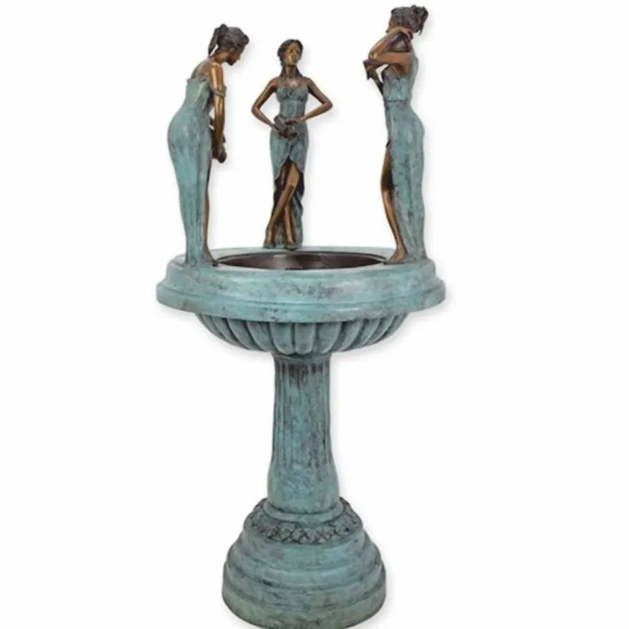 Casa Padrino Jugendstil Bronze Springbrunnen 3 Frauen H. 135 cm - Garten Deko