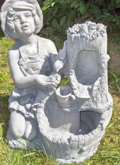 Casa Padrino Jugendstil Brunnen Grau H. 59 cm - Eleganter Garten & Terrassen Deko Stein Brunnen - Barock & Jugendstil Garten & Terrassen Deko Accessoires
