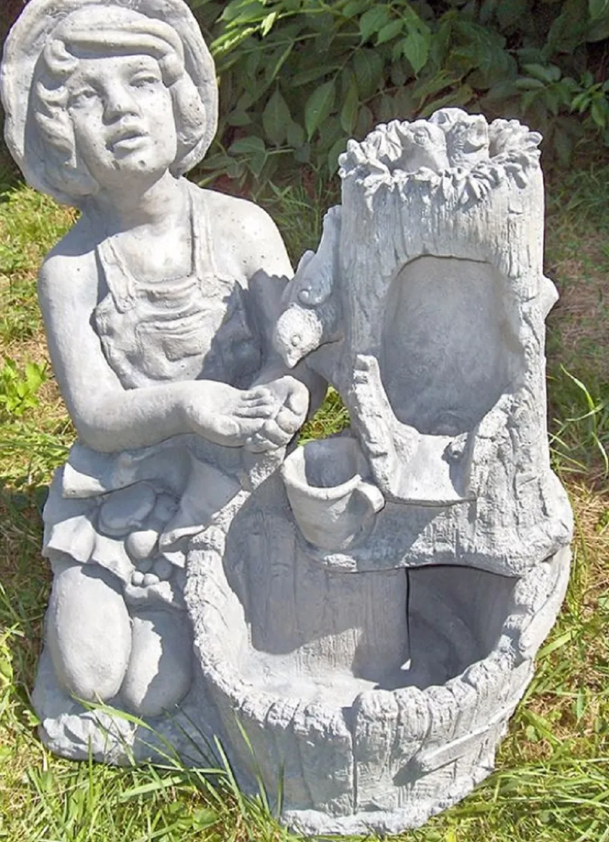 Casa Padrino Jugendstil Brunnen Grau H. 59 cm - Eleganter Garten & Terrassen Deko Stein Brunnen - Barock & Jugendstil Garten & Terrassen Deko Accessoires