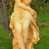 Casa Padrino Jugendstil Deko Skulptur Mädchen Antik Stil Creme H. 160 cm - Prunkvolle Garten Statue mit Sockel - Gartenskulptur - Steinfigur - Garten & Terrassen Deko Accessoires
