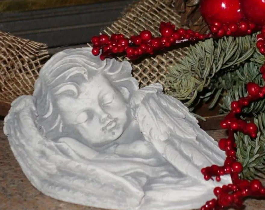 Casa Padrino Jugendstil Deko Skulptur Engel Grau 13 x 9 x H. 7 cm - Elegante Deko Stein Figur - Wohnzimmer Deko - Garten Deko - Barock & Jugendstil Deko Accessoires